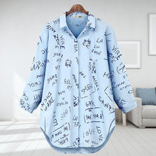 Laden Sie das Bild in den Galerie-Viewer, Langarm-Bluse mit Buchstabendruck