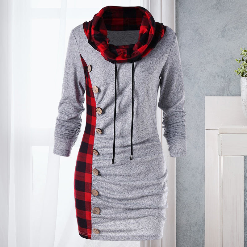 Hoodieförmiges Kariertes Kleid