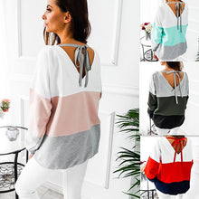 Laden Sie das Bild in den Galerie-Viewer, Damen Herbst Casual Kontrastfarbe Patchwork Kapuzenpullover