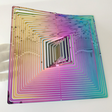 Laden Sie das Bild in den Galerie-Viewer, 3D dreidimensionales quadratisches rotierendes Windspiel aus Edelstahl