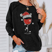 Laden Sie das Bild in den Galerie-Viewer, Weihnachts-Sweatshirt mit Weinglas-Print