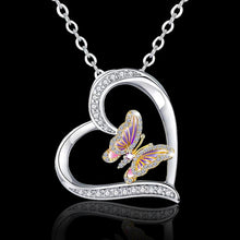 Laden Sie das Bild in den Galerie-Viewer, Damen Herz Schmetterling Diamant Halskette