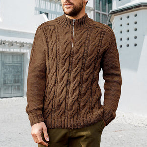 Einfarbiger Pullover mit Reißverschluss für Herren