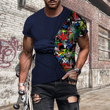 Laden Sie das Bild in den Galerie-Viewer, Herren-T-Shirt mit 3D-Druck und Rundhalsausschnitt