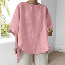 Laden Sie das Bild in den Galerie-Viewer, Einfarbiges Lässiges Lockeres Damenhemd mit Rundhalsausschnitt