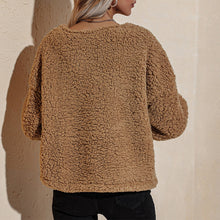 Laden Sie das Bild in den Galerie-Viewer, Damen Plüschjacke mit V-Ausschnitt