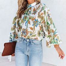 Laden Sie das Bild in den Galerie-Viewer, Hemd mit Ballonärmeln und Stehkragen