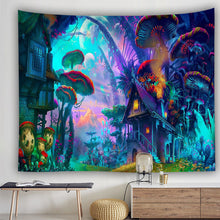 Laden Sie das Bild in den Galerie-Viewer, Psychedelische Waldpilz Wandteppich Kunstdekorationsdecke