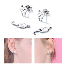 Laden Sie das Bild in den Galerie-Viewer, Katze Silber Ohrringe