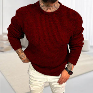 Einfarbiger Pullover mit Rundhalsausschnitt