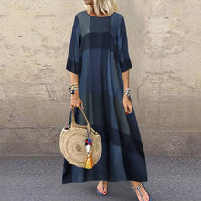 Laden Sie das Bild in den Galerie-Viewer, Lässiges kariertes Damenkleid mit Dreiviertelärmeln