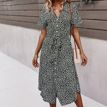 Laden Sie das Bild in den Galerie-Viewer, Lässiges Kurzärmliges Kleid mit Blumenmuster