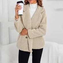 Laden Sie das Bild in den Galerie-Viewer, Damen Sherpa Jacke Leger Revers Fleece