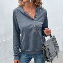 Laden Sie das Bild in den Galerie-Viewer, Kapuzen-Sweatshirt mit Knöpfen