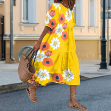 Laden Sie das Bild in den Galerie-Viewer, Lässig bedrucktes Patchworkkleid