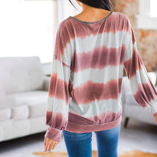 Laden Sie das Bild in den Galerie-Viewer, Lockeres Langarm-T-Shirt mit Rundhalsausschnitt