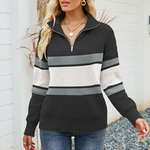 Laden Sie das Bild in den Galerie-Viewer, Gestrickter Langärmliger Pullover mit Reißverschluss