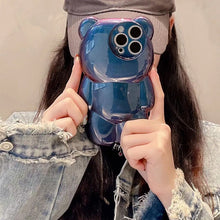 Laden Sie das Bild in den Galerie-Viewer, iPhone niedliche 3D-Glitzer-Schutzhülle mit Bärenmuster