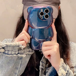 iPhone niedliche 3D-Glitzer-Schutzhülle mit Bärenmuster