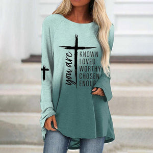 Langärmliges T-Shirt mit Kreuzbuchstabendruck