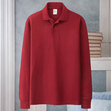 Laden Sie das Bild in den Galerie-Viewer, Einfarbiges langärmliges Poloshirt mit Revers für Herren