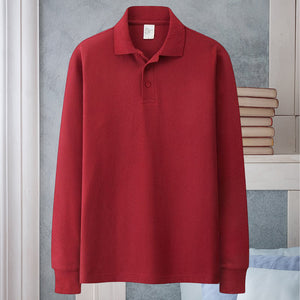 Einfarbiges langärmliges Poloshirt mit Revers für Herren