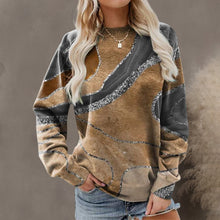 Laden Sie das Bild in den Galerie-Viewer, Lockeres langarm-Sweatshirt mit Rundhalsausschnitt und geometrischem Aufdruck
