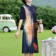 Laden Sie das Bild in den Galerie-Viewer, Klassisches Stilvolles Kleid mit Lotusmuster