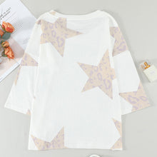 Laden Sie das Bild in den Galerie-Viewer, Langärmliges Lockeres T-Shirt mit Sternendruck