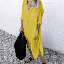 Laden Sie das Bild in den Galerie-Viewer, Lässiges Einfarbiges Kleid mit Taschen