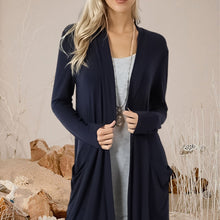 Laden Sie das Bild in den Galerie-Viewer, Einfache Einfarbige Lange Strickjacke