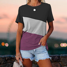 Laden Sie das Bild in den Galerie-Viewer, Lockeres lässiges kurzärmeliges T-Shirt mit Rundhalsausschnitt für Damen