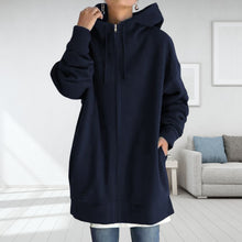 Laden Sie das Bild in den Galerie-Viewer, Langes Fleece-Sweatshirt mit Reißverschluss