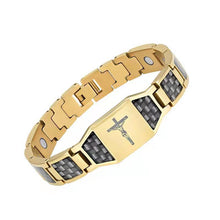 Laden Sie das Bild in den Galerie-Viewer, Kohlefaser-Magnet-Titan-Stahl-Armband