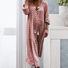 Laden Sie das Bild in den Galerie-Viewer, Elegantes langes Kleid mit V-Ausschnitt