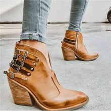 Laden Sie das Bild in den Galerie-Viewer, Damen Lederstiefel mit Gürtelschnalle