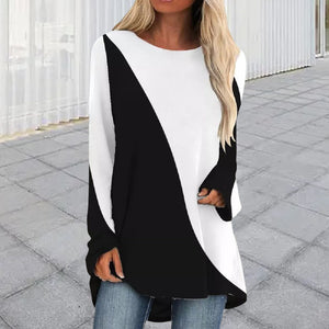 Langärmeliges Buntes T-Shirt mit Rundhalsausschnitt