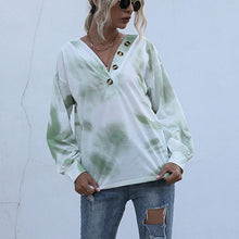 Laden Sie das Bild in den Galerie-Viewer, Kontrastfarbenes Lockeres Lässiges Damenhemd mit V-Ausschnitt