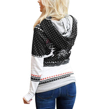 Laden Sie das Bild in den Galerie-Viewer, Lässiger Langärmeliger Kapuzenpullover mit Weihnachtsdruck für Damen