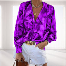 Laden Sie das Bild in den Galerie-Viewer, Bedrucktes Langärmliges T-Shirt mit V-Ausschnitt