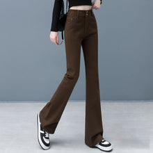 Laden Sie das Bild in den Galerie-Viewer, Dicke Flared-Jeans aus Fleece für Damen