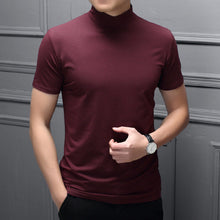 Laden Sie das Bild in den Galerie-Viewer, Schmal geschnittenes T-Shirt mit Stehkragen für Herren