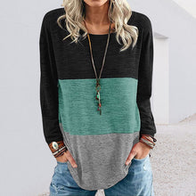 Laden Sie das Bild in den Galerie-Viewer, Kontrastierendes Langärmliges T-Shirt mit Rundhalsausschnitt