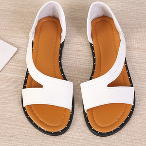 Flache Sandalen mit offener Zehenpartie und Nieten