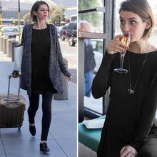 Laden Sie das Bild in den Galerie-Viewer, Langärmliges Einfarbiges Reisekleid