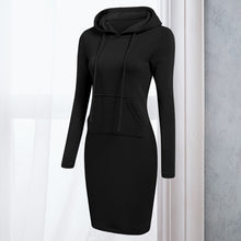 Laden Sie das Bild in den Galerie-Viewer, Lässiges Damen-Sweatshirtkleid mit Kapuze