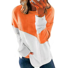 Laden Sie das Bild in den Galerie-Viewer, Lässiger lockerer langärmeliges T-Shirt in Kontrastfarbe