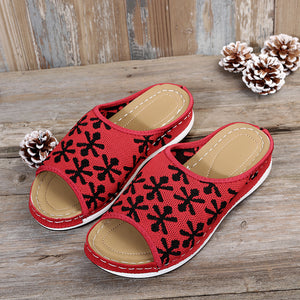Retro Hohlblumensandalen mit rundem Kopf für Damen