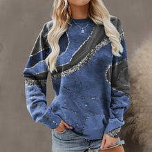 Laden Sie das Bild in den Galerie-Viewer, Lockeres langarm-Sweatshirt mit Rundhalsausschnitt und geometrischem Aufdruck