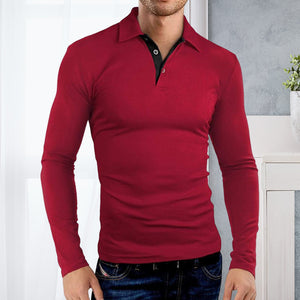 Langärmliges Revers-Poloshirt